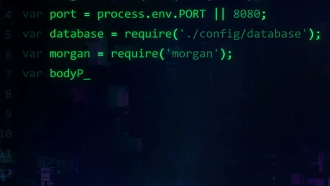 Green code editor interface Stock Footage 101453157