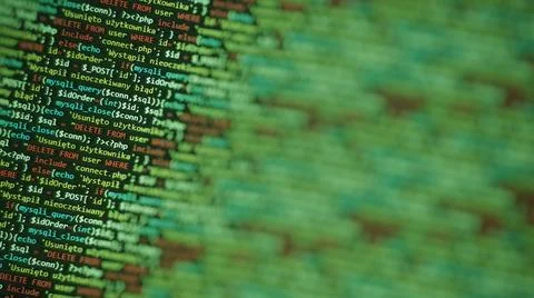 Green code programming monitor background. Green screen.  Software developmen 写真素材