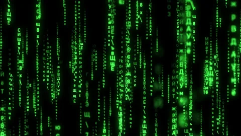 Green Code Rain Cyrillic Stock Footage 142199590