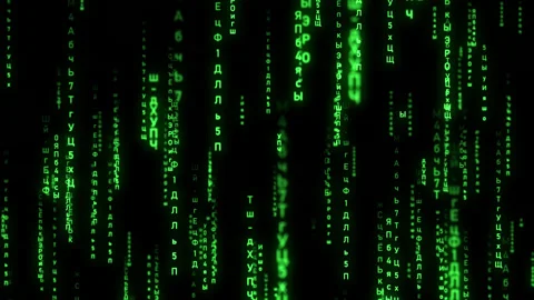 Green Code Rain Cyrillic Loop Stock Footage 142199448