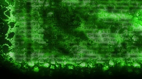 Green code storm. Hacking interface. Cyberpunk green data flow. Matrix-style. Stock Footage 313924895