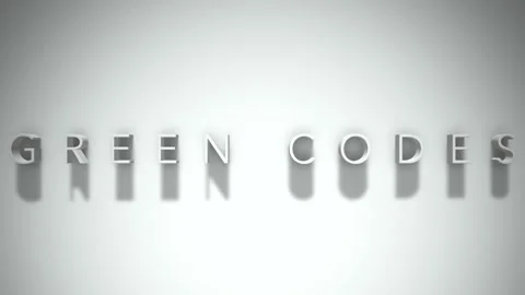 Green Codes 3D title animation with shadows on a white background Stock Footage 296545051