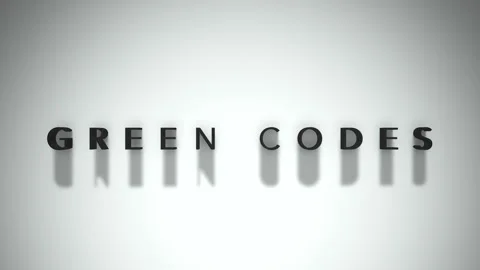 Green Codes 3D title animation matte black text on a white background Stock Footage 300717599