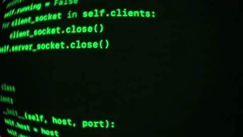 Green coding lines on a black computer screen Stock Footage 308479166