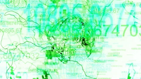 Green coding particle digital planet earth white background Stock Footage 223117294