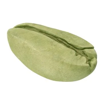 Green coffee bean on white background. 3D illustration Stock Illustration