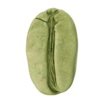 Green coffee bean on white background. 3D illustration Stock Illustration