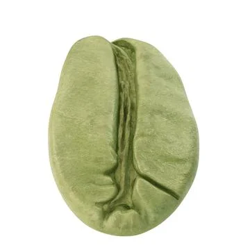 Green coffee bean on white background. 3D illustration Stock Illustration