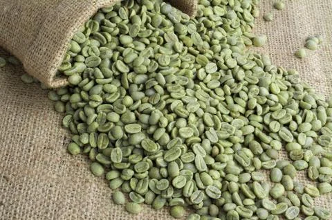 Green coffee beans Stockfoto's