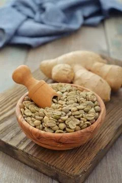 Green coffee beans Stock Photos