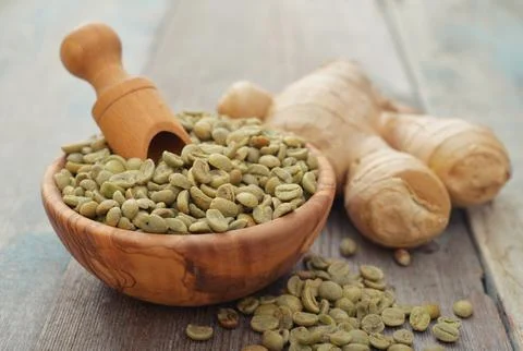 Green coffee beans Foto stock