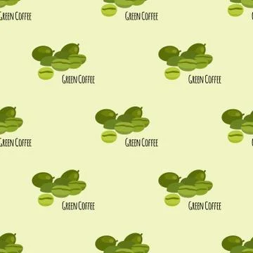 Green coffee beans seamless pattern background vector illustartion Stock Illustration