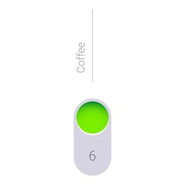 Green coffee button showing level 6 of intensity Stock Illustration