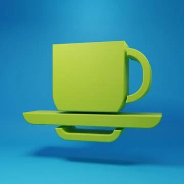 Green Coffee cup icon isolated on blue background. Tea cup. Hot drink coffe.. Stock Illustration