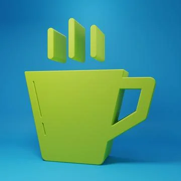 Green Coffee cup icon isolated on blue background. Tea cup. Hot drink coffe.. Stock Illustration