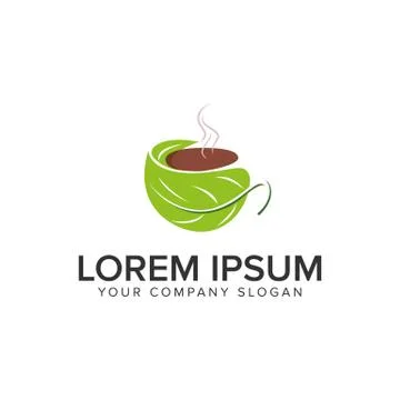 Green coffee logo design concept template. Иллюстрация