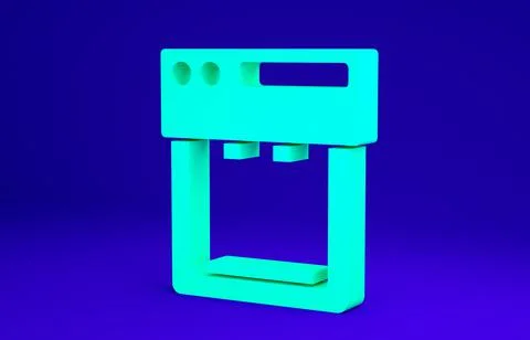 Green Coffee machine icon isolated on blue background. Minimalism concept. 3d Stock Illustration
