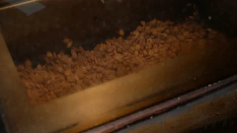 Green coffee roasting in a machine Stock-Footage 143869376