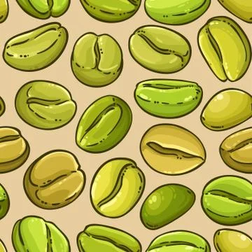 Green coffee vector pattern Stock Illustration
