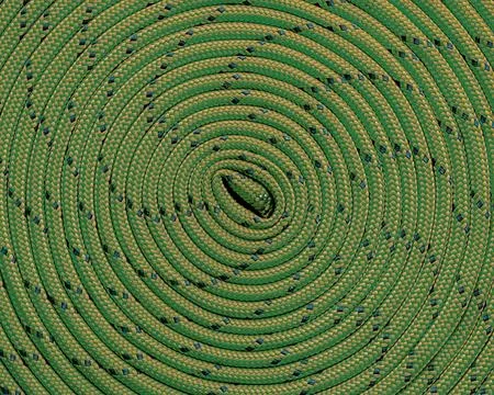 Green Coiled Braided Rope Creating Concentric Circular Pattern Stock Photos