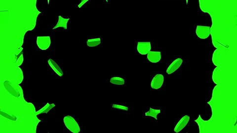 Green Coins Falling Animation on Black Background Stock Footage 330920393