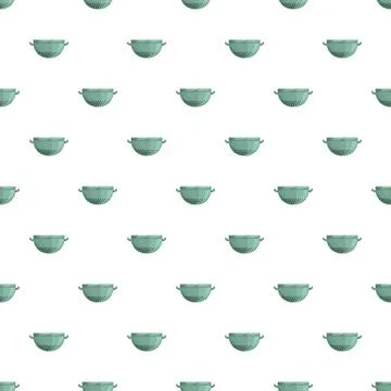 Green colander kitchen tool seamless repeating pattern Ilustração Stock