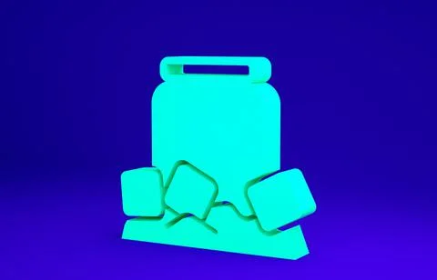 Green Cold beer can icon isolated on blue background. Minimalism concept. 3d  Stock Illustration