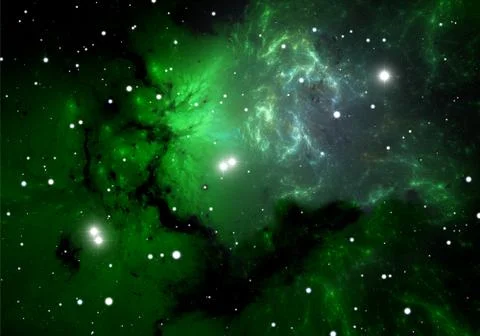 Green cold hydrogen clouds in the nebula 스톡 일러스트