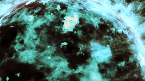 Green cold planet with flares Stock Footage 45749635