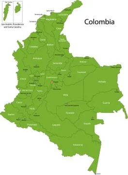 Green colombia map Stock Illustration