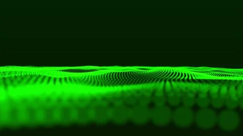 Green color abstract background with dynamic elements of waves. Dots Wave A.. Stock Illustration