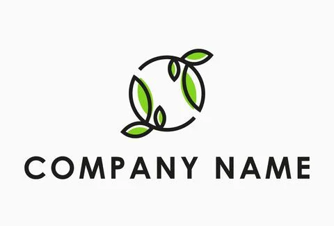 Green Color Abstract Simple Circle Nature Leaf Eco Logo Design	 Illustrazione stock