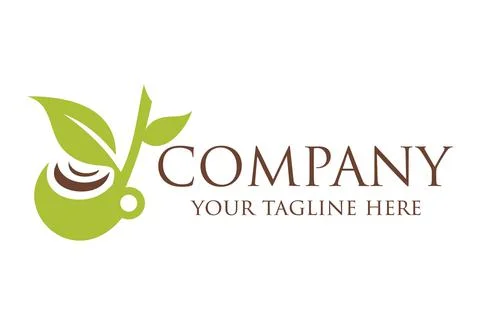 Green Color Abstract Simple Shape Leaf Tea Pot Nature Eco Logo Design	 Illustrazione stock