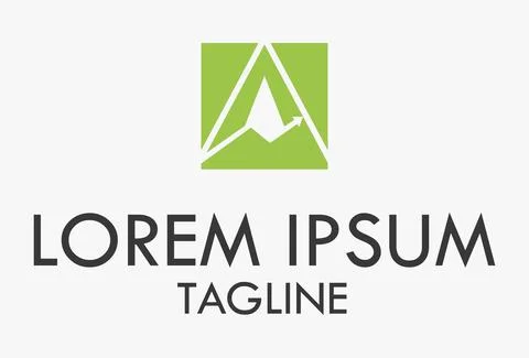 Green Color Abstract Square Initial Letter A Finance Chart Logo Design Stock Illustration