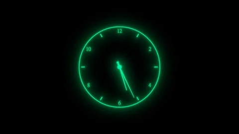 Green color analog clock animation on black background. Stock Footage 310519906