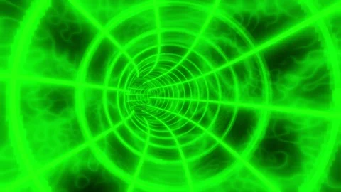 Green color animation loop with glowing lights. Interdimensional tunnel Stock Footage 269066880
