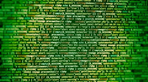 Green color background. Software developer programming code. Abstract compute Stock Photos