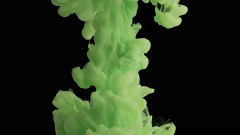 Green Color Cloud - Ink Mixing In Water - 4k Black Background - Abstract Stock Footage 150496008