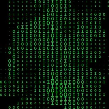 Green color code streams glowing on screen. Vector background Stockillustratie