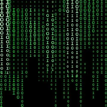 Green color code streams glowing on screen. Vector background Stockillustratie