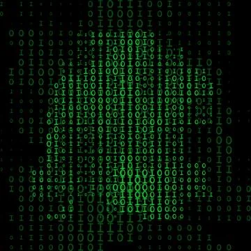 Green color code streams glowing on screen. Vector background イラスト素材