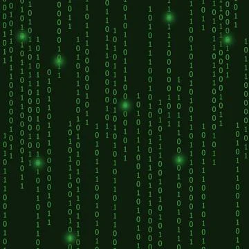 Green color code streams glowing on screen. Digital abstract illustration Vector イラスト素材