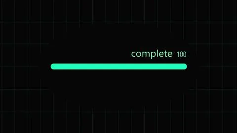 Green color completed loading bar illustration on black background. イラスト素材