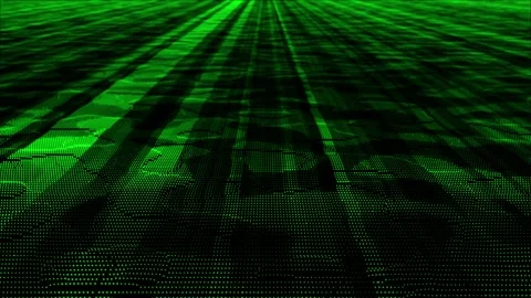 Green color digital data flow particles cyber technology futuristic background Video stock 296088999