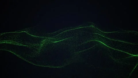 Green color digital particles wave flow cyberspace abstract motion Stock Footage 254974445