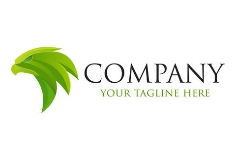 Green Color Eagle Bird Head Nature Leaf Logo Design	 Stock Illustration