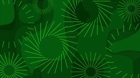 Green color exploding circles over paper cut background Video stock 245420509