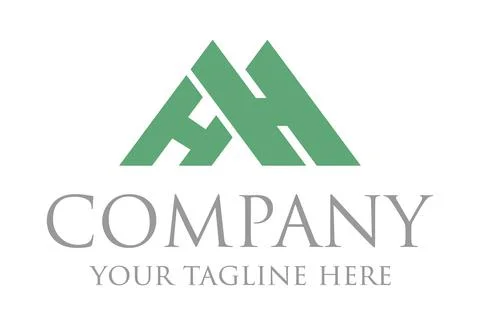 Green Color Initial Letter Double H Roof Home Logo Design Stock Illustration