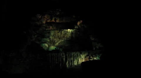 Green color light on waterfall Stock Footage 22771892