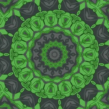 Green color seamless pattern with mandala ornament vector illustration Illustrazione stock